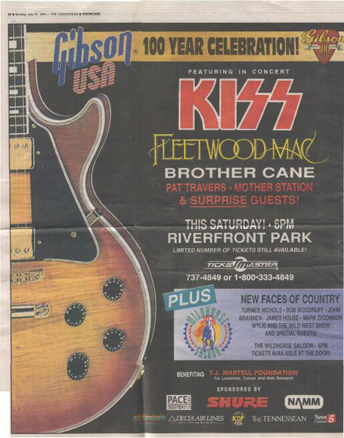 Advert from Nashville, TN, USA 30 July 1994 show