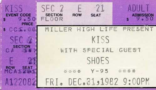 Ticket from Rockford, IL, USA 31 December 1982 show