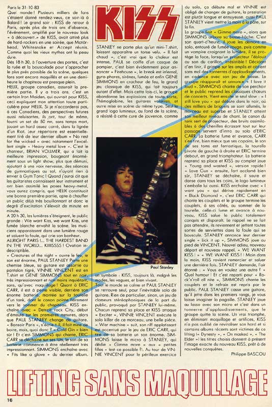 Review from 31 October 1983 show Paris, France