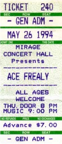 Ticket from Ace Frehley Minneapolis, MN, USA 26 May 1994 show
