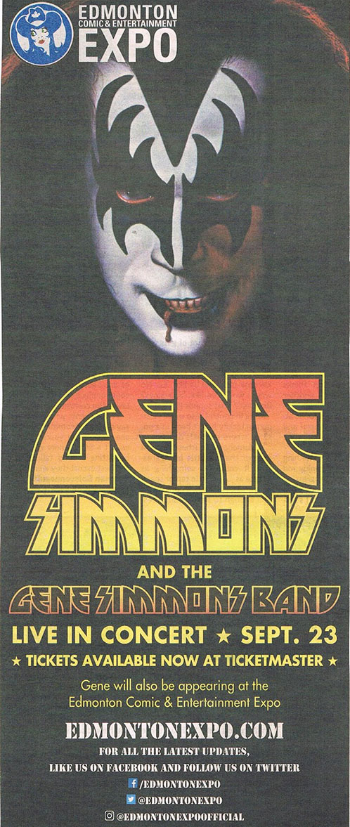 Poster from Gene Simmons Band Edmonton, Canada 23 September 2017 show