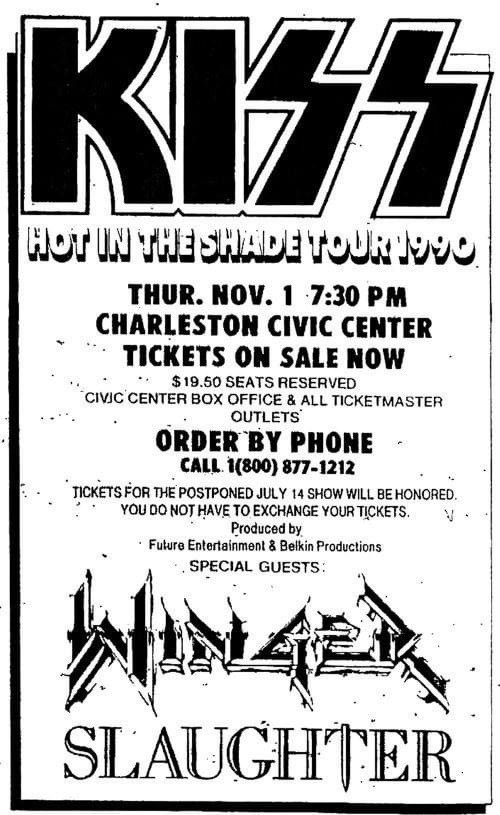 Poster from Charleston, WV, USA 01 November 1990 show (rescheduled from 14 July 1990)
