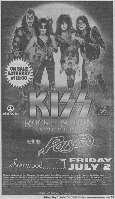 Advert from Nashville, TN, USA 02 July 2004 show