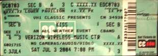 Ticket from Indianapolis, IN, USA 03 July 2004 show