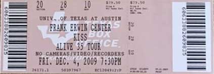 Ticket from Austin, TX, USA 04 December 2009 show Ticket from Austin, TX, USA 04 December 2009 show