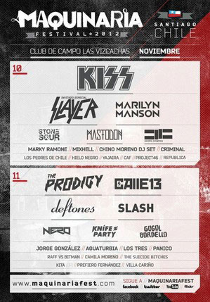 Poster from 10 November 2012 show Santiago, Chile