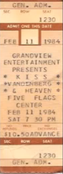 Ticket from Dubuque, IA, USA 11 February 1984 show