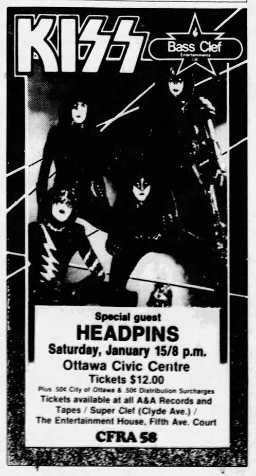 Advert from Ottawa, Canada 15 January 1983 show