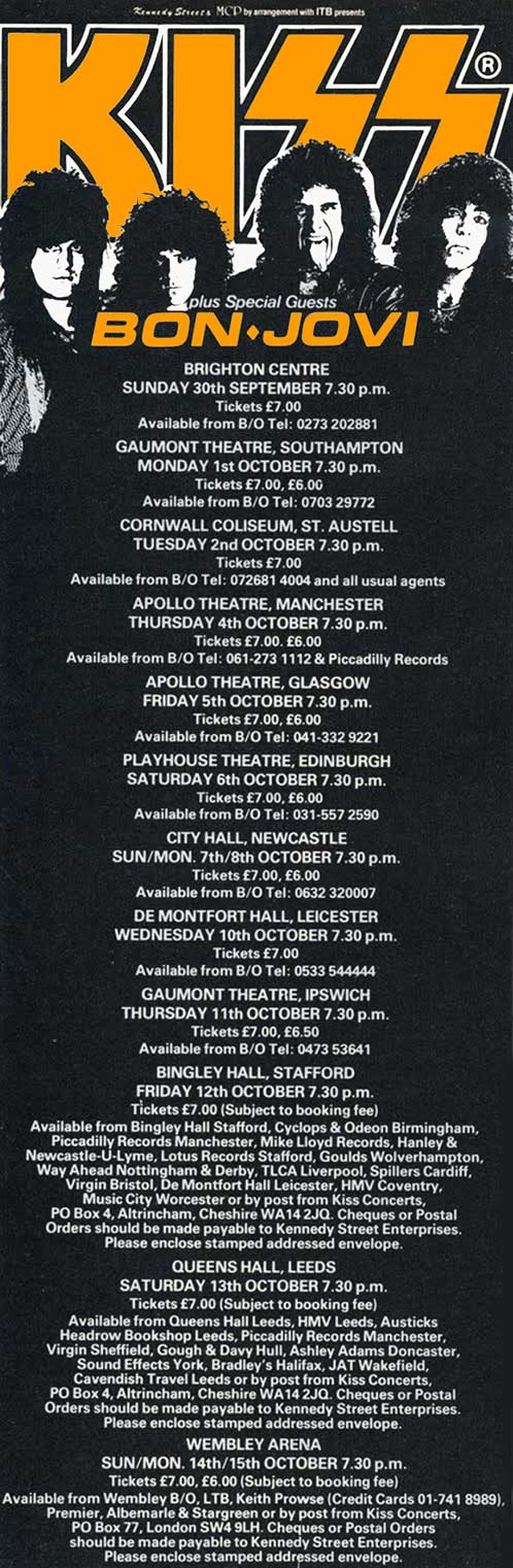 Poster from Southampton, England 01 October 1984 show