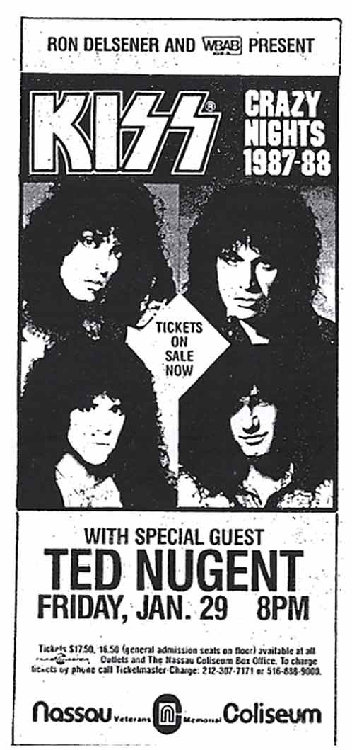 Advert from Uniondale, NY, USA 29 January 1988 show